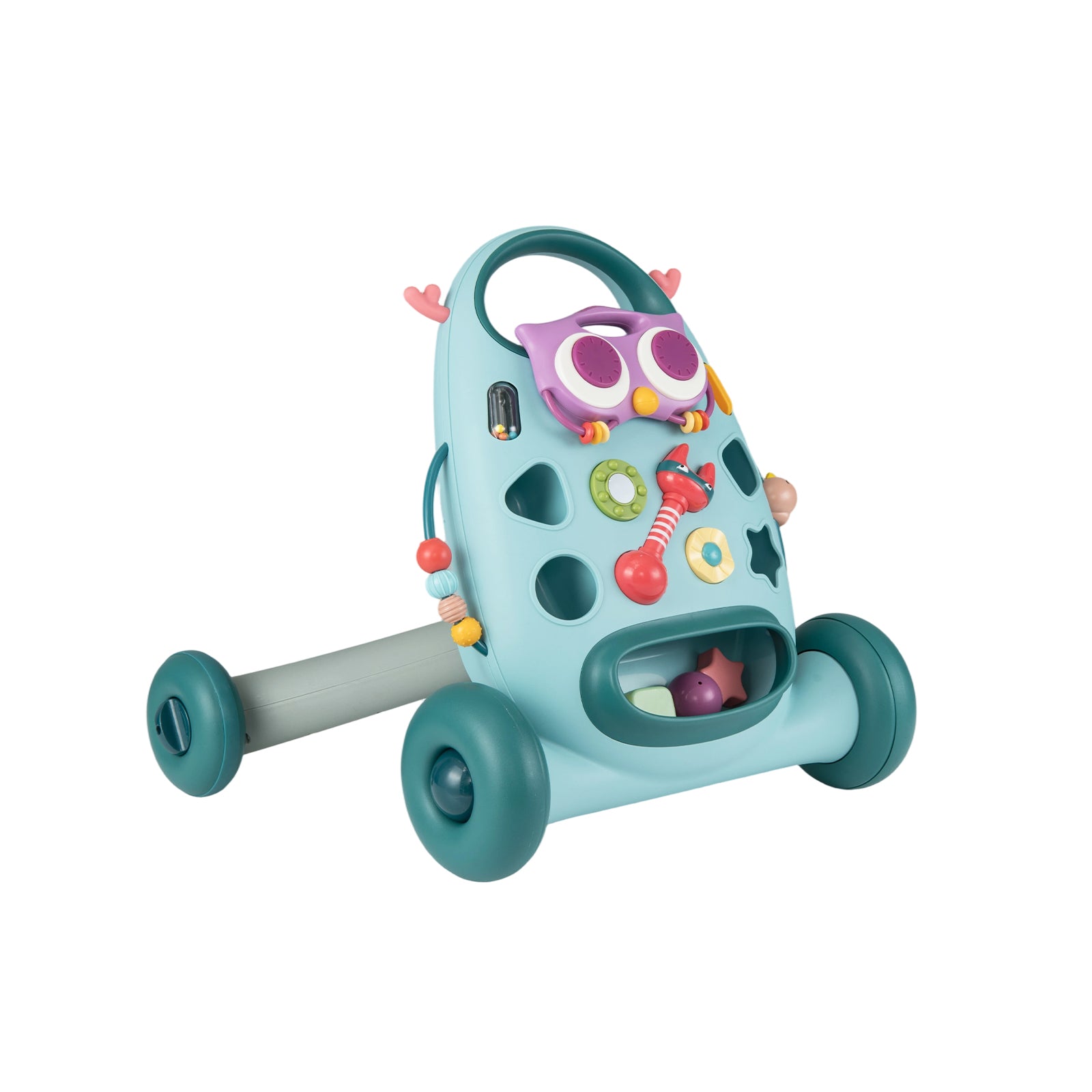 Costway Trotteur pour bébé avec plateau de jeu ovale amovible et jouet de tri de formes, Bleu