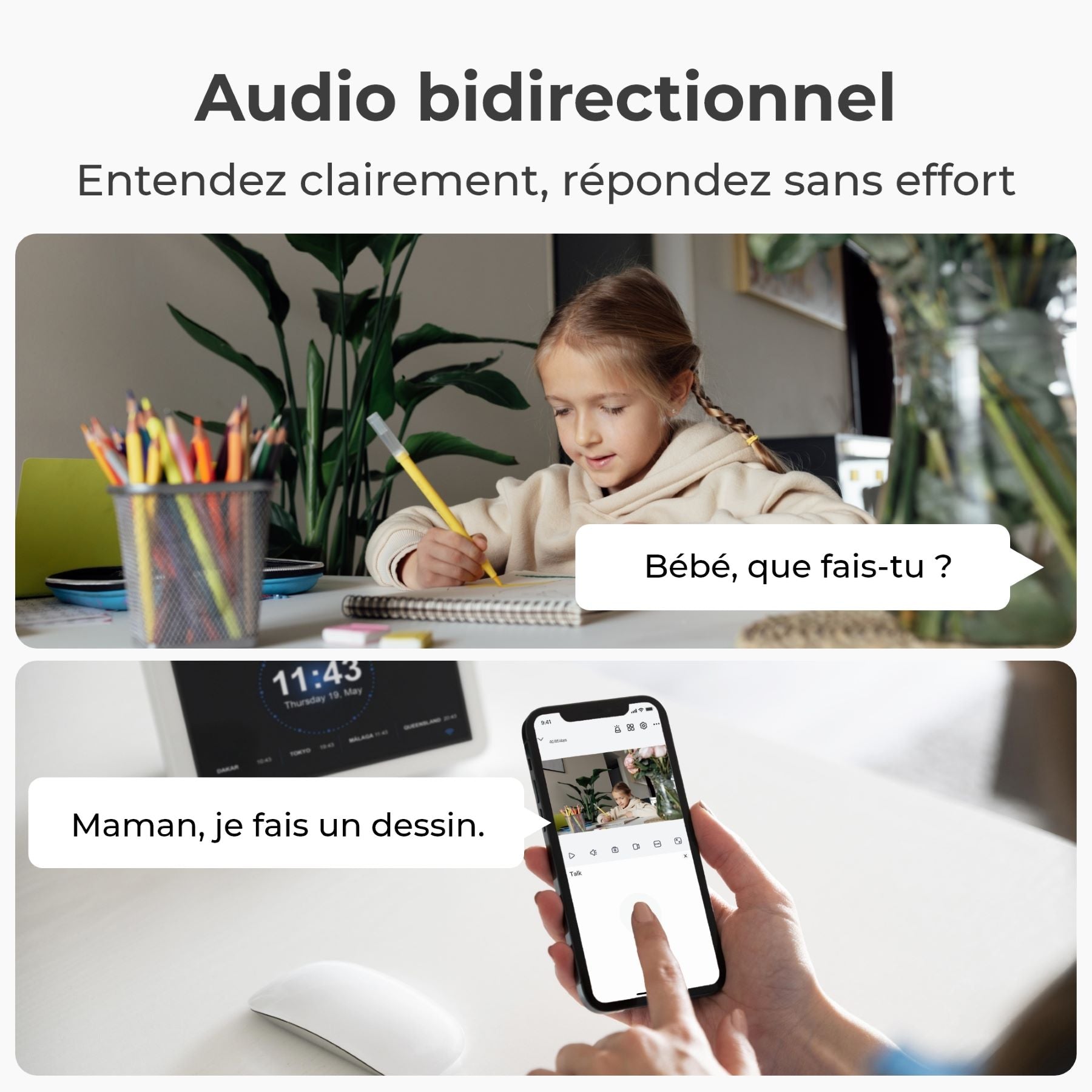 REOLINK E321 Caméra WiFi intérieure motorisée 3MP Super HD - Blanc