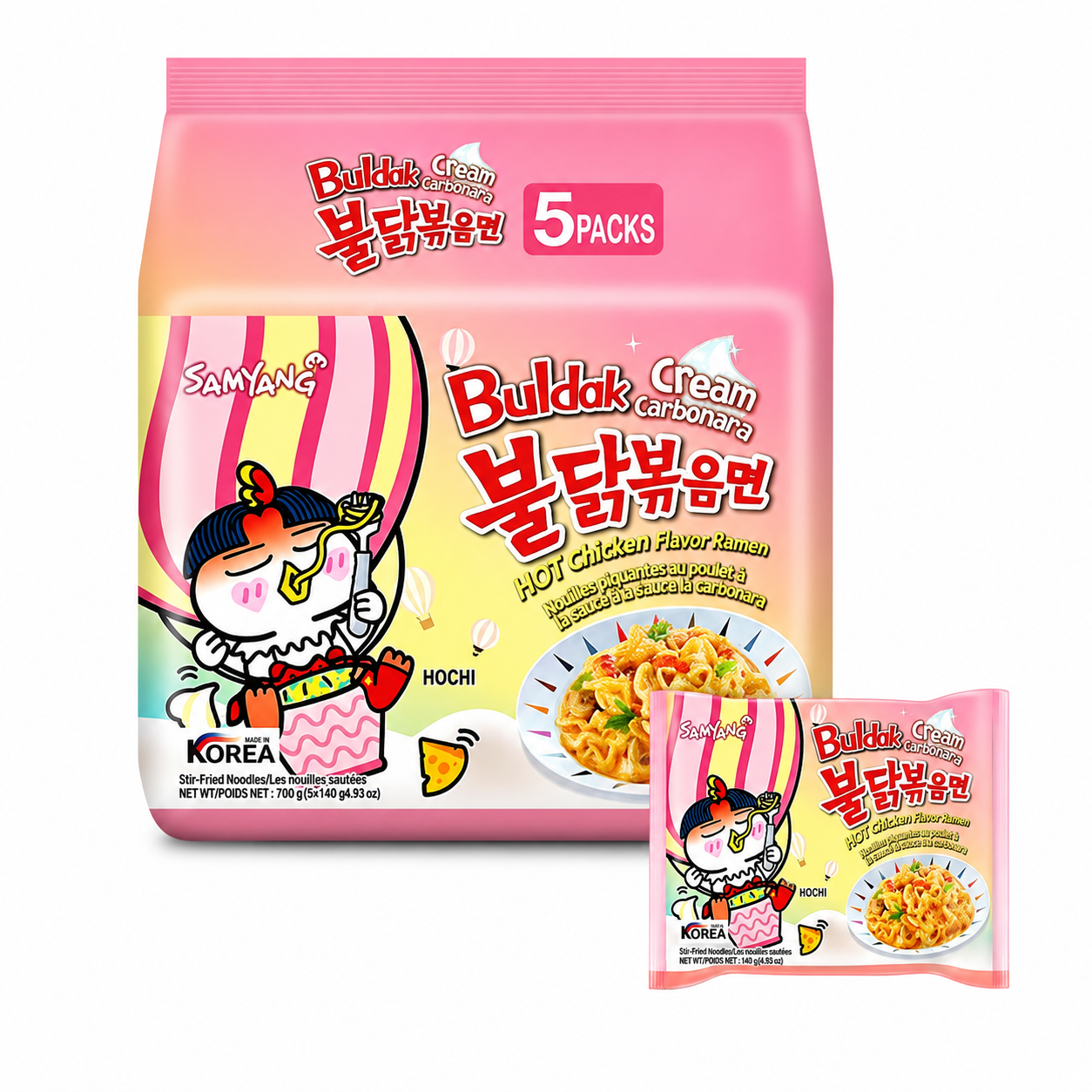 Samyang Buldak Nouilles instantanées saveur Carbonara crémeuse - 5 x 140 g