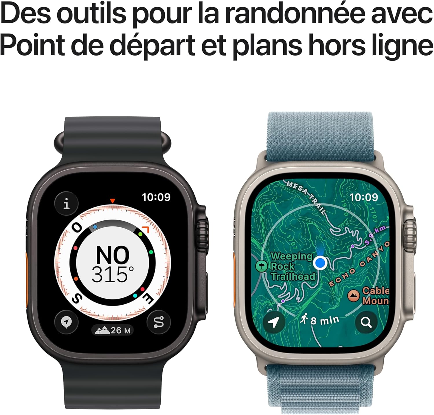 Apple Watch Ultra 3 GPS + 4G 49 mm avec boîtier en titane naturel et Boucle Alpine bleu clair - Medium