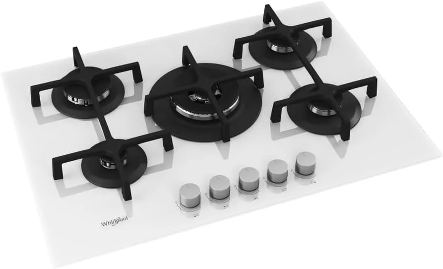 Whirlpool GOA 7523/WH table de cuisson gaz 5 foyers en verre blanc
