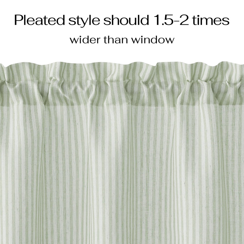 PONY DANCE Cantonnières Rayées Blanc et Vert Sauge Style Maison de Campagne Décoration de Fenêtre avec Passe-Tringle pour Cuisine/Salon, 1 Panneau, L90 x H45 cm