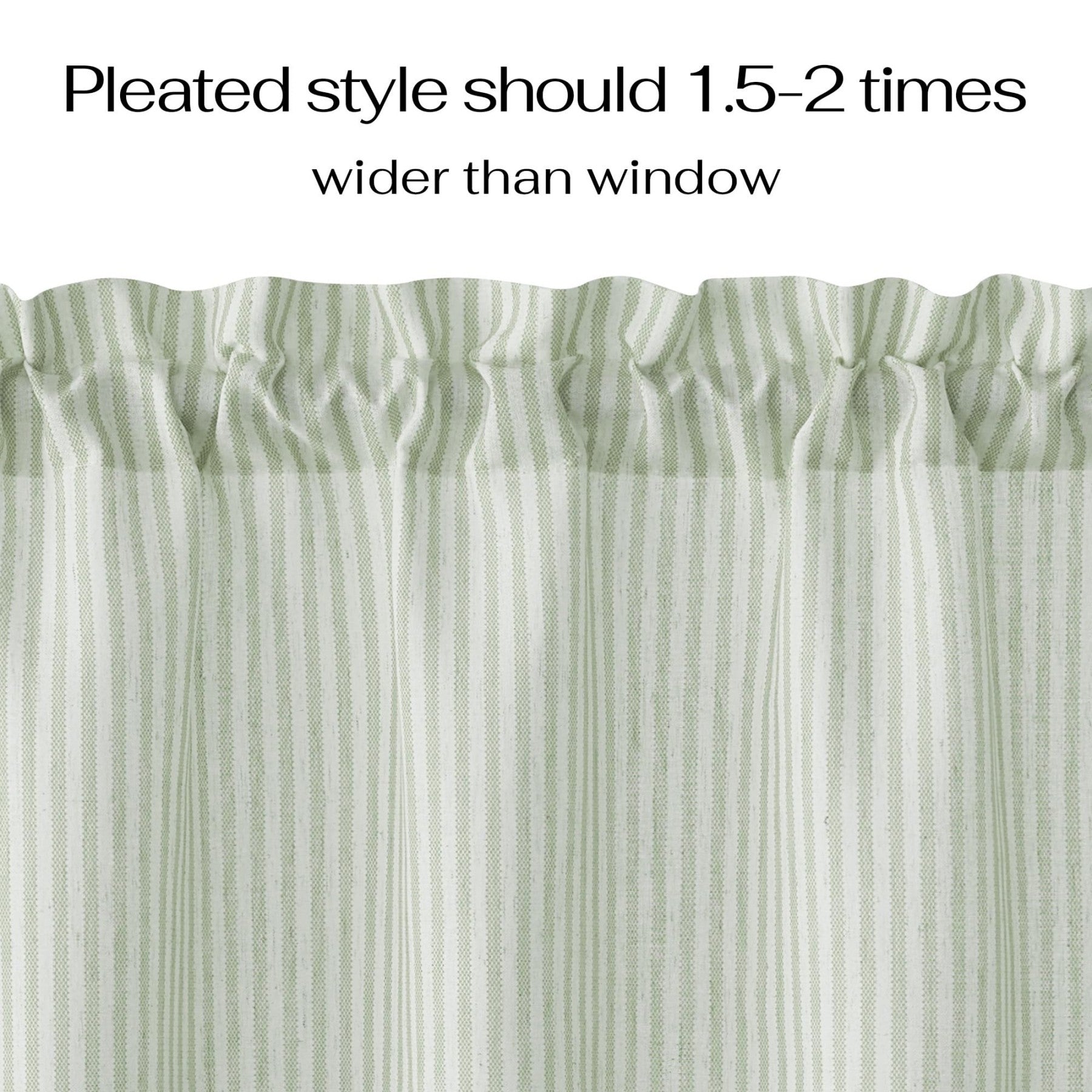 PONY DANCE Cantonnières Rayées Blanc et Vert Sauge Style Maison de Campagne Décoration de Fenêtre avec Passe-Tringle pour Cuisine/Salon, 1 Panneau, L90 x H45 cm