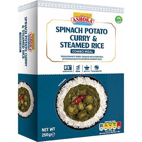 ASHOKA Curry de pommes de terre aux épinards avec riz à la vapeur - 250 g