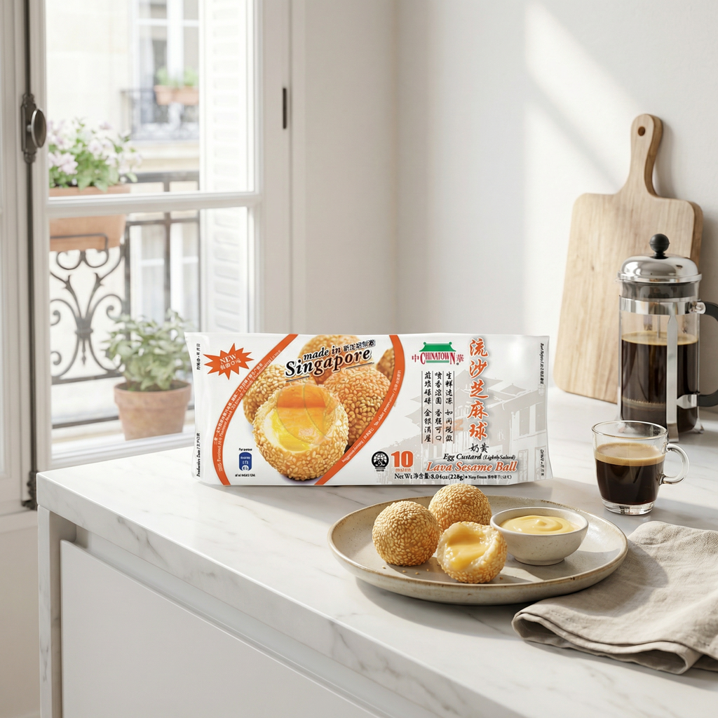 CHINATOWN Boules au sésame fourrées à la crème pâtissière 228 g