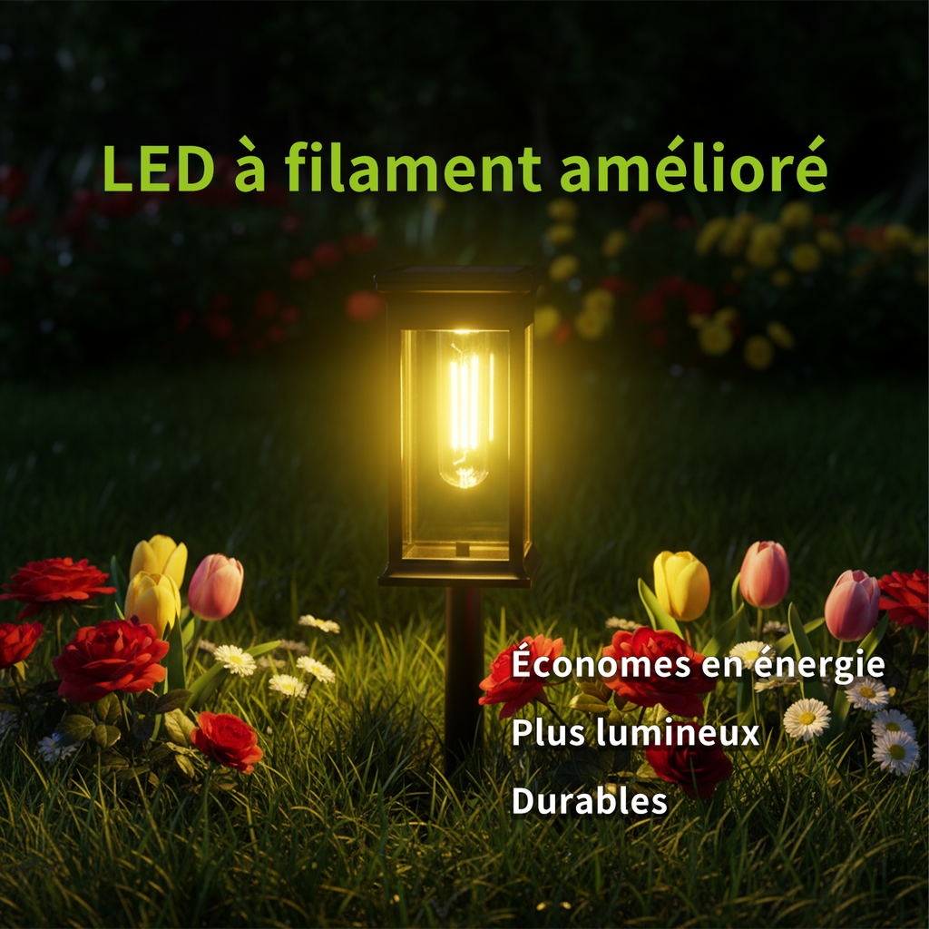 VIVREAL Lot de 4 piquets de terre carrés transparents à filament de tungstène, Promotion du Nouvel An, Meilleures idées cadeaux