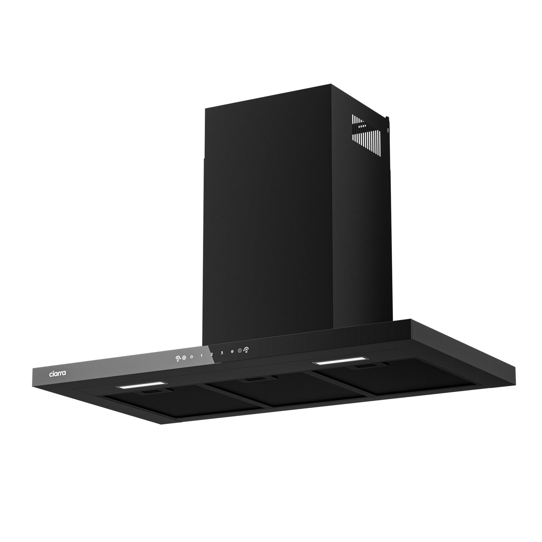 CIARRA Hotte aspirante murale 90 cm, Design panneau ultra-fin 40 mm en verre noir, Commandes gestuelle et tactile, 650 m³/h, Classe énergétique A+++, Évacuation et recyclage CRGCB9102-SLIM