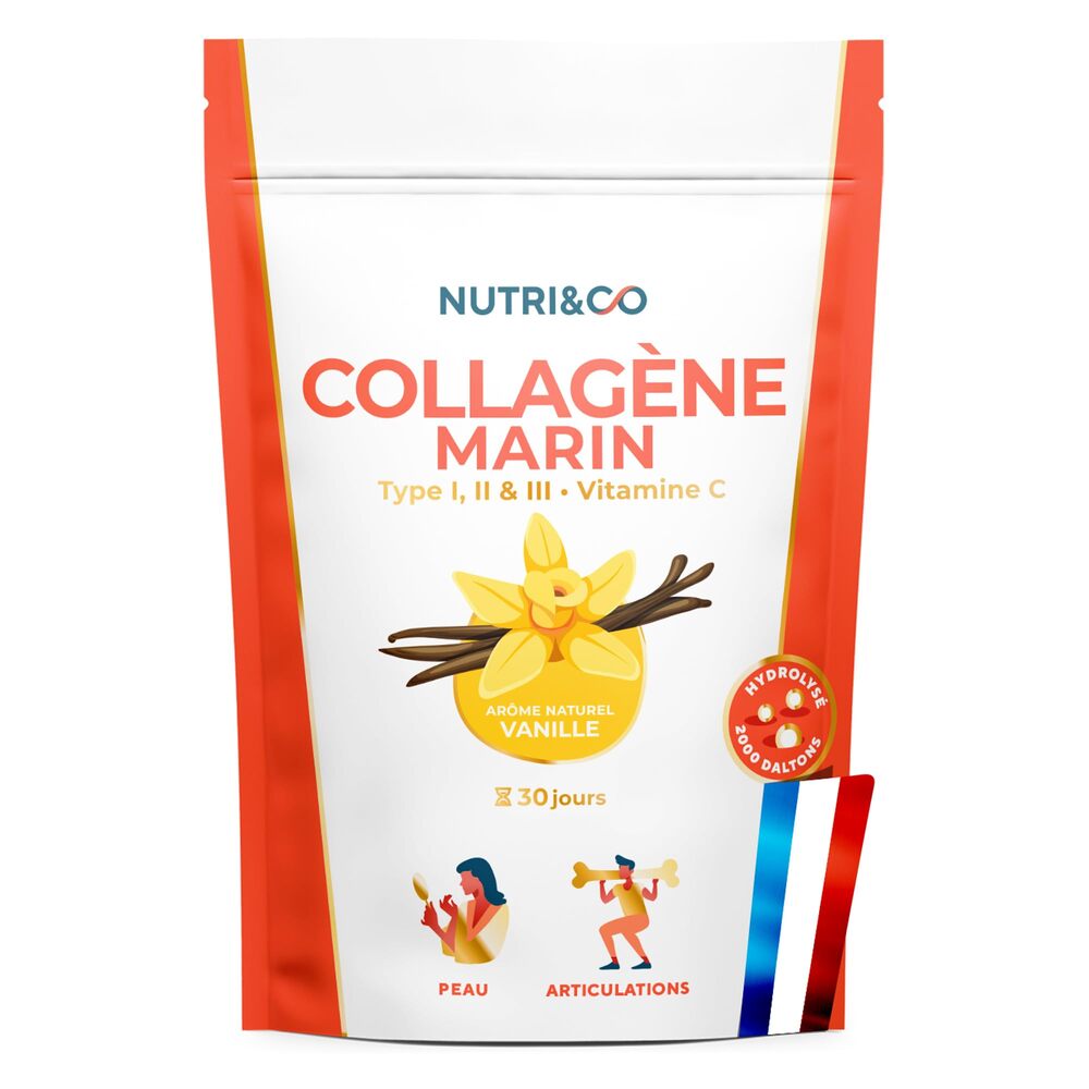 Nutri&Co Collagène marin type 1, 2 et 3 - goût vanille - 180 g
