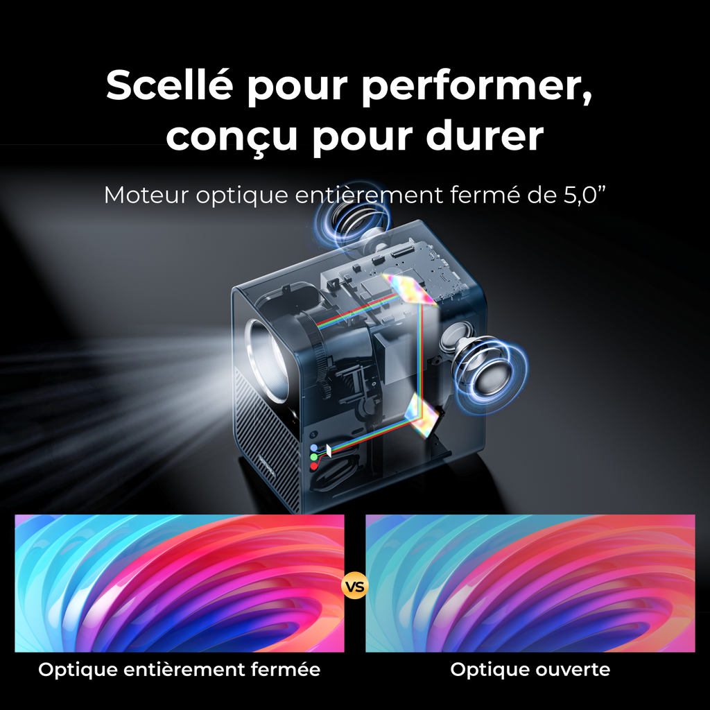 ULTIMEA Projecteur Poseidon E40 1000 lumens ANSI natif 1080P, compatible 4K, Android TV 11.0 & Netflix, mise au point automatique & correction trapézoïdale automatique 6D