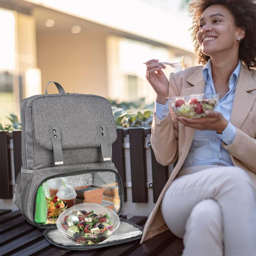 Sac à dos avec sac déjeuner isotherme pour femme, Sac de voyage pour ordinateur résistant à l'eau, Sac à dos universitaire, Compatible avec ordinateur portable 15,6 po