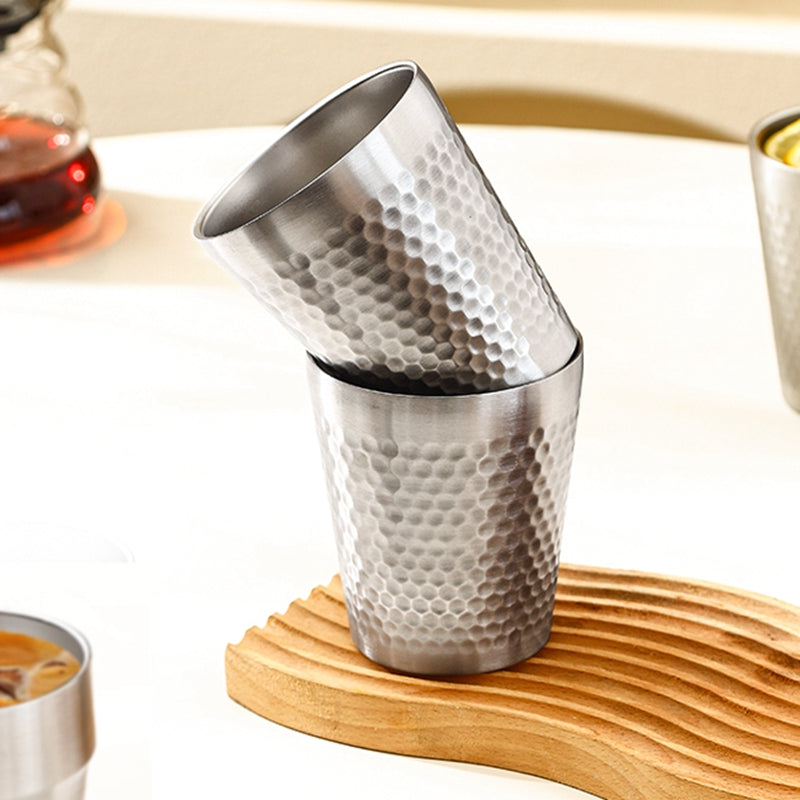 Maxcook Tasses en acier inoxydable 304 avec effet martelé, 300 ml, lot de 2, empilables, double paroi, format compact, pour la maison, le restaurant, les fêtes et le camping, MCB4812