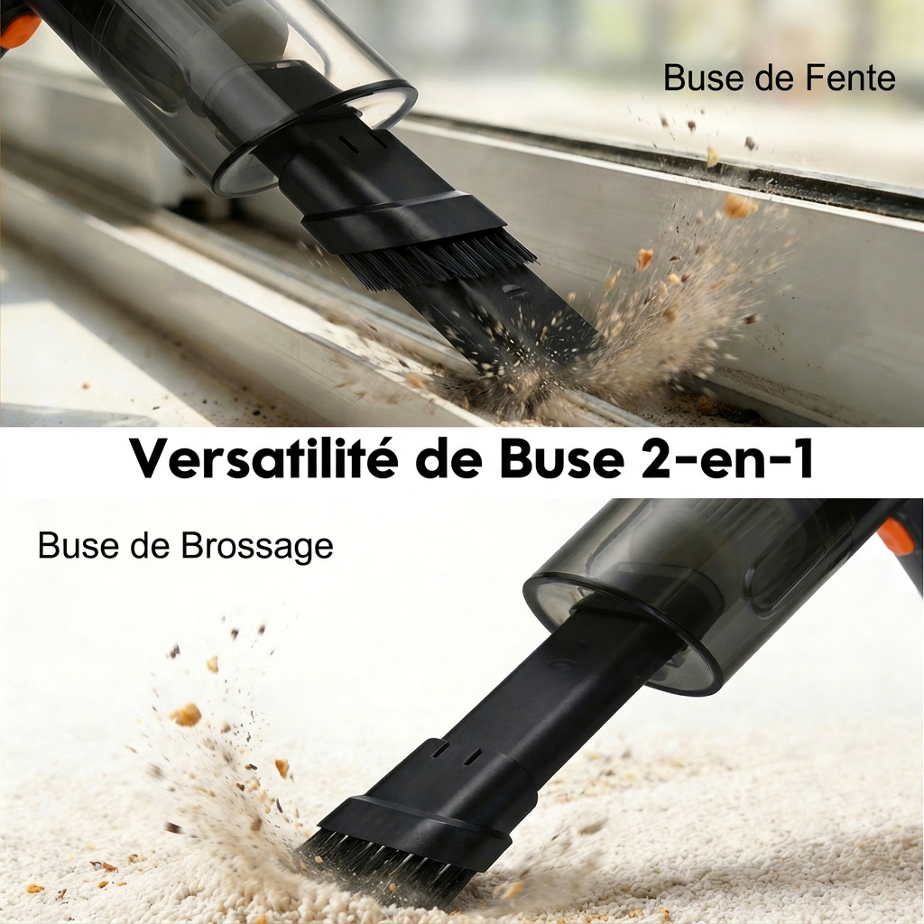ATSHARK H2216-1 Mini Aspirateur de Voiture, Forte Aspiration de 3000Pa, Portable Sans Fil, Chargement USB 1800mAh, Noir