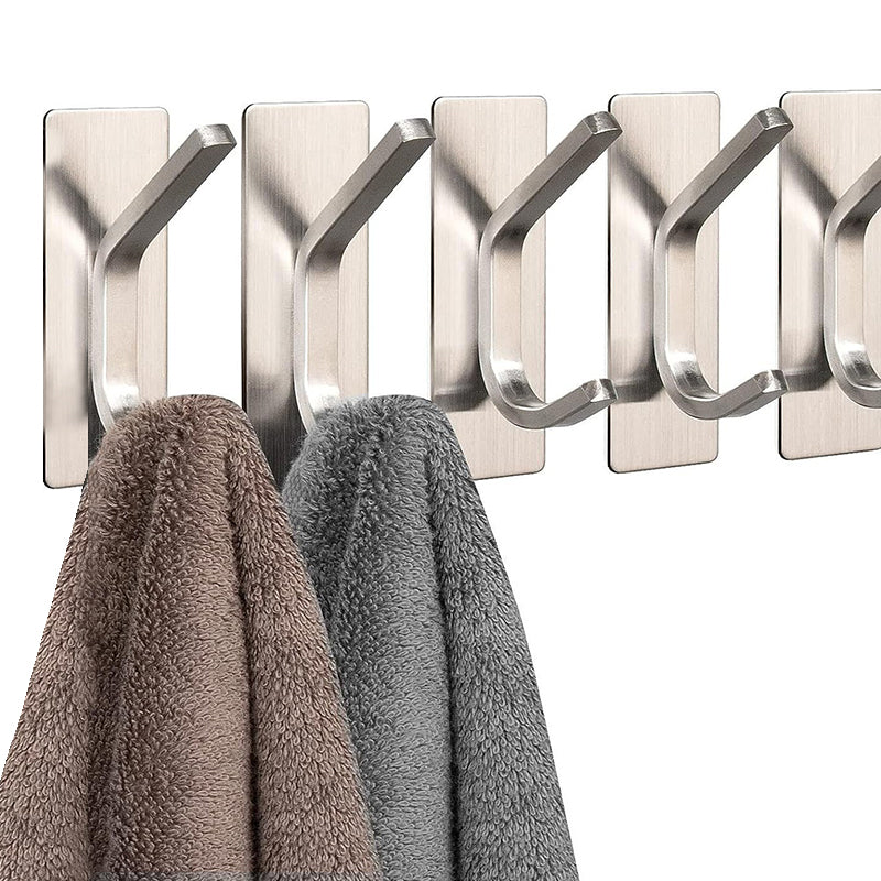 JORDAN&JUDY Lot de 6 crochets adhésifs robustes en acier inoxydable - Argent