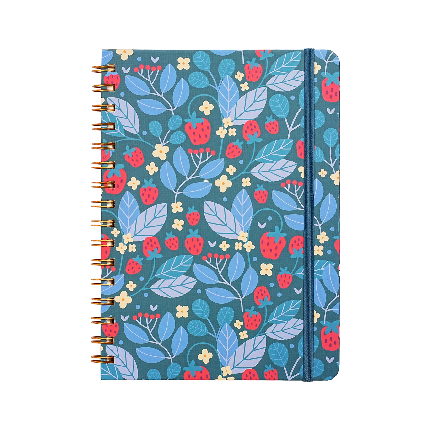 Jubiluu Carnet ligné A5 à spirales et couverture rigide florale - Berry Floral