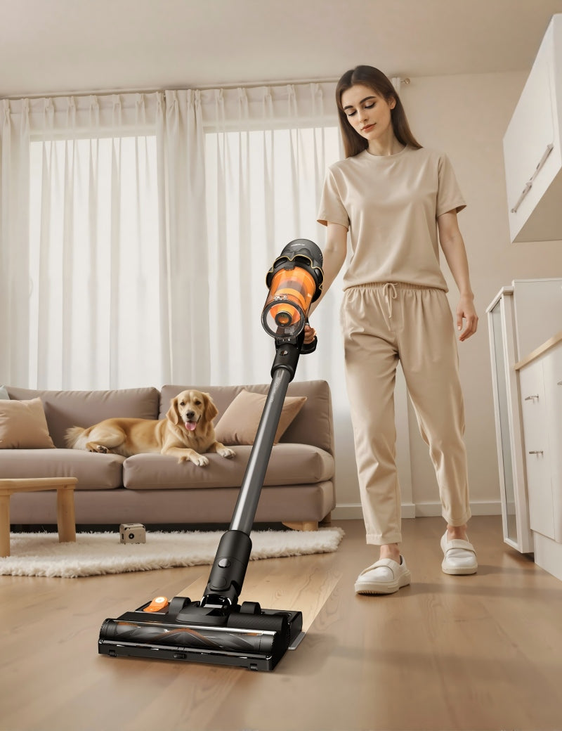 Deerma T30W XT Aspirateur sans fil, aspiration puissante de 155 AW avec moteur haute vitesse de 450 W, filtration cyclonique à 9 cônes