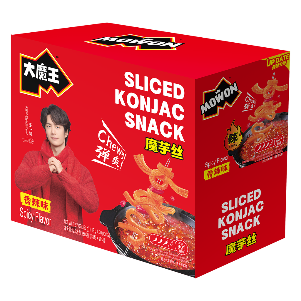 Yan Jin Pu Zi MOWON Lanières de Konjac Sel et Poivre, Saveur Épicée, 18 g * 20