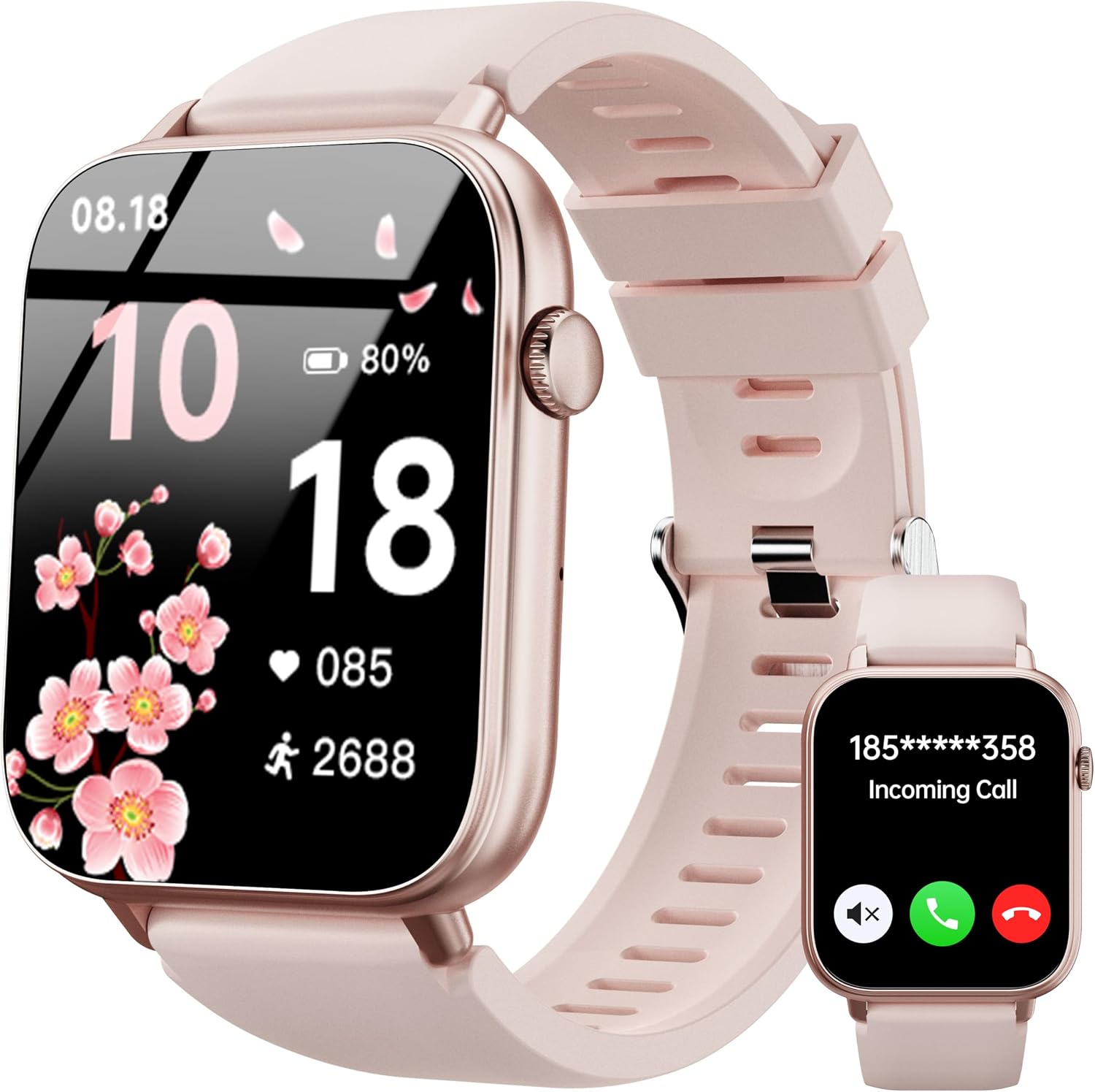 OUKITEL V3 Montre Connectée Rose-1,83" HD homme femme appel Bluetooth IP68 SpO2 cardio 100+ modes sportifs Android iOS