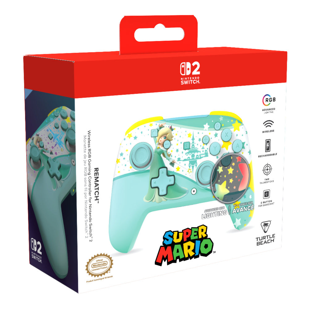Turtle Beach Rematch Super Mario Manette sans fil Sans fil - Sticks TMR & Bouton C - Nintendo Switch 2 - Motif Harmonie