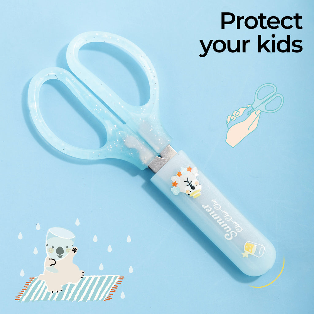 M&G Summer Cha-Cha-Cha Lot de 3 paires de ciseaux 120 mm avec capuchon de protection pour loisirs créatifs