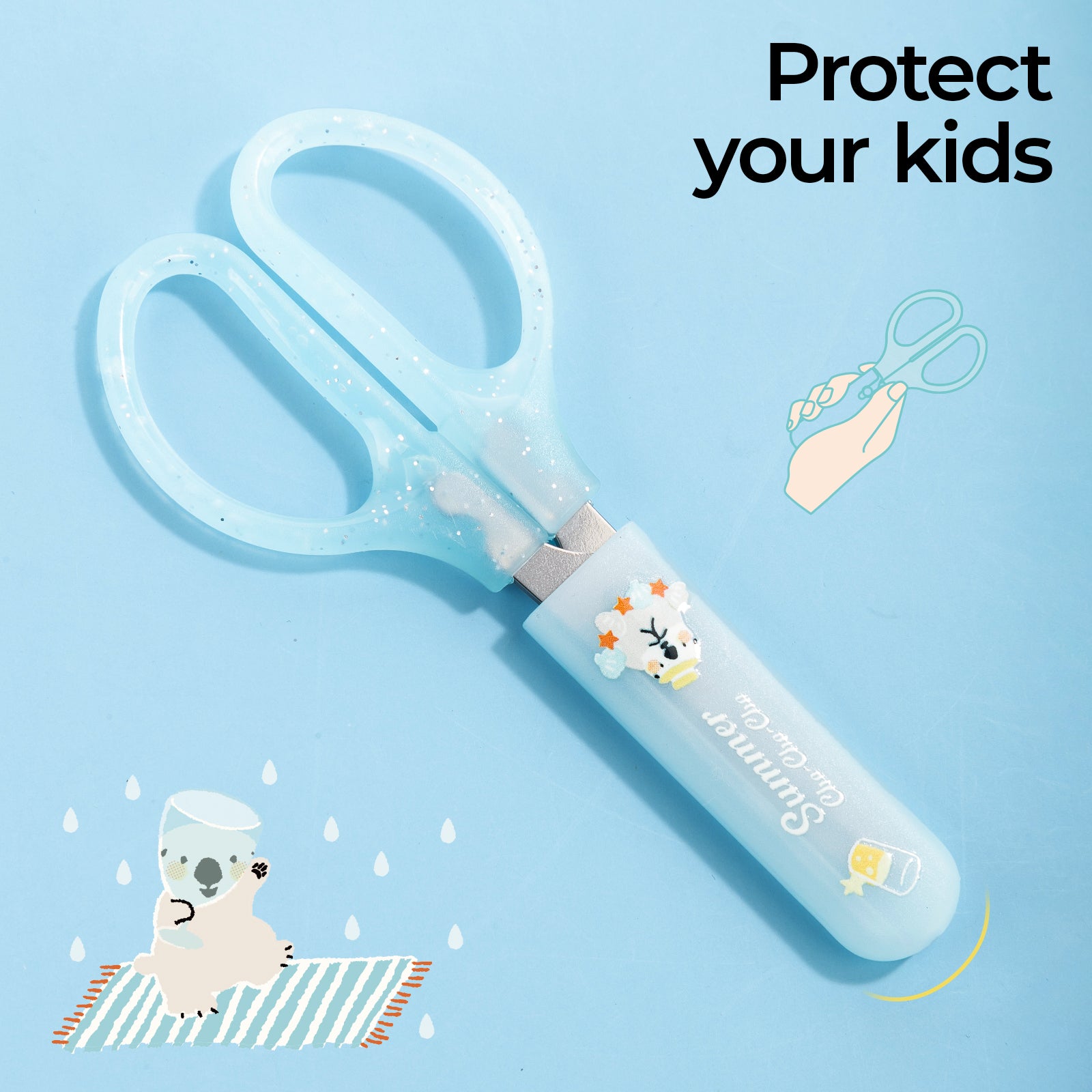 M&G Summer Cha-Cha-Cha Lot de 3 paires de ciseaux 120 mm avec capuchon de protection pour loisirs créatifs