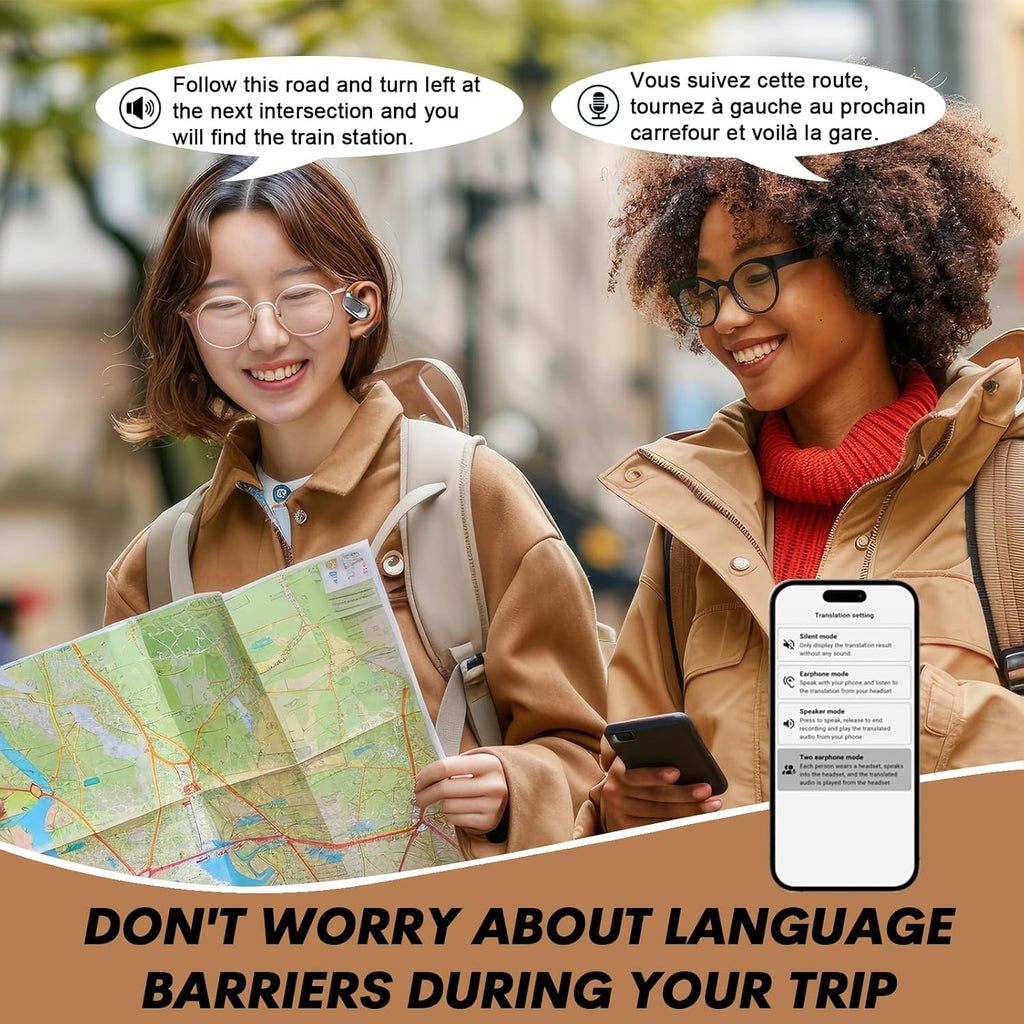 VoxorAI M113 Écouteurs de traduction dans 150 langues IA Bluetooth - Noir