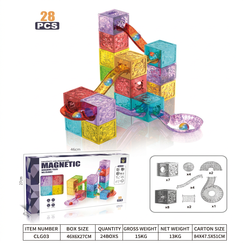 XINQIYUAN Briques Magnétiques 3D Diamant 5,5cm 28pcs Jouet Éducatif STEM pour Enfants Surface Diamant Compatible avec Tubes Magnétiques [Mélange Aléatoire – Couleurs issues uniquement de la photo prin
