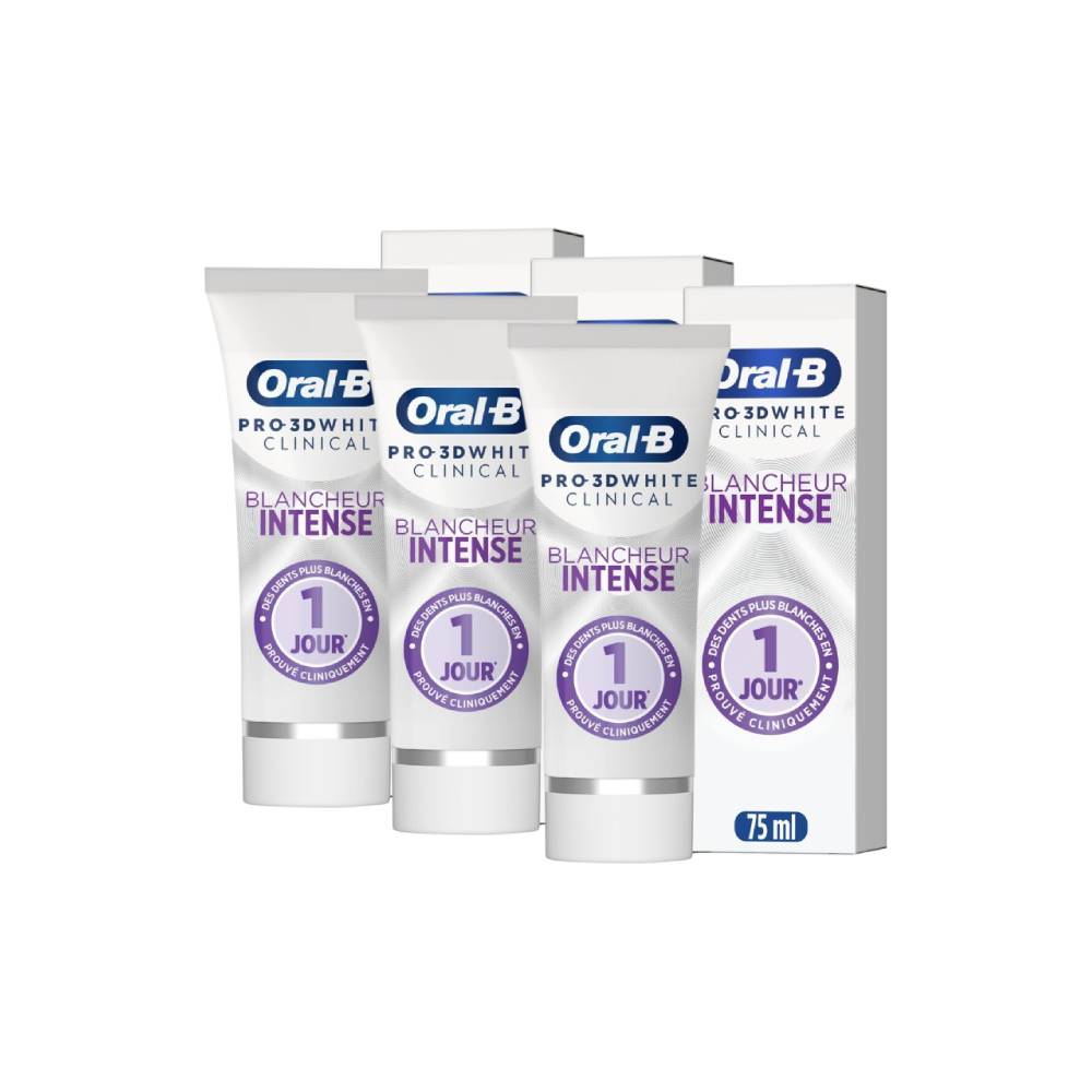 Oral B 3D White Clinical Toothpaste Radiant White 75 ml - Pack of 3 (3 x 75ml = 3 tubes)