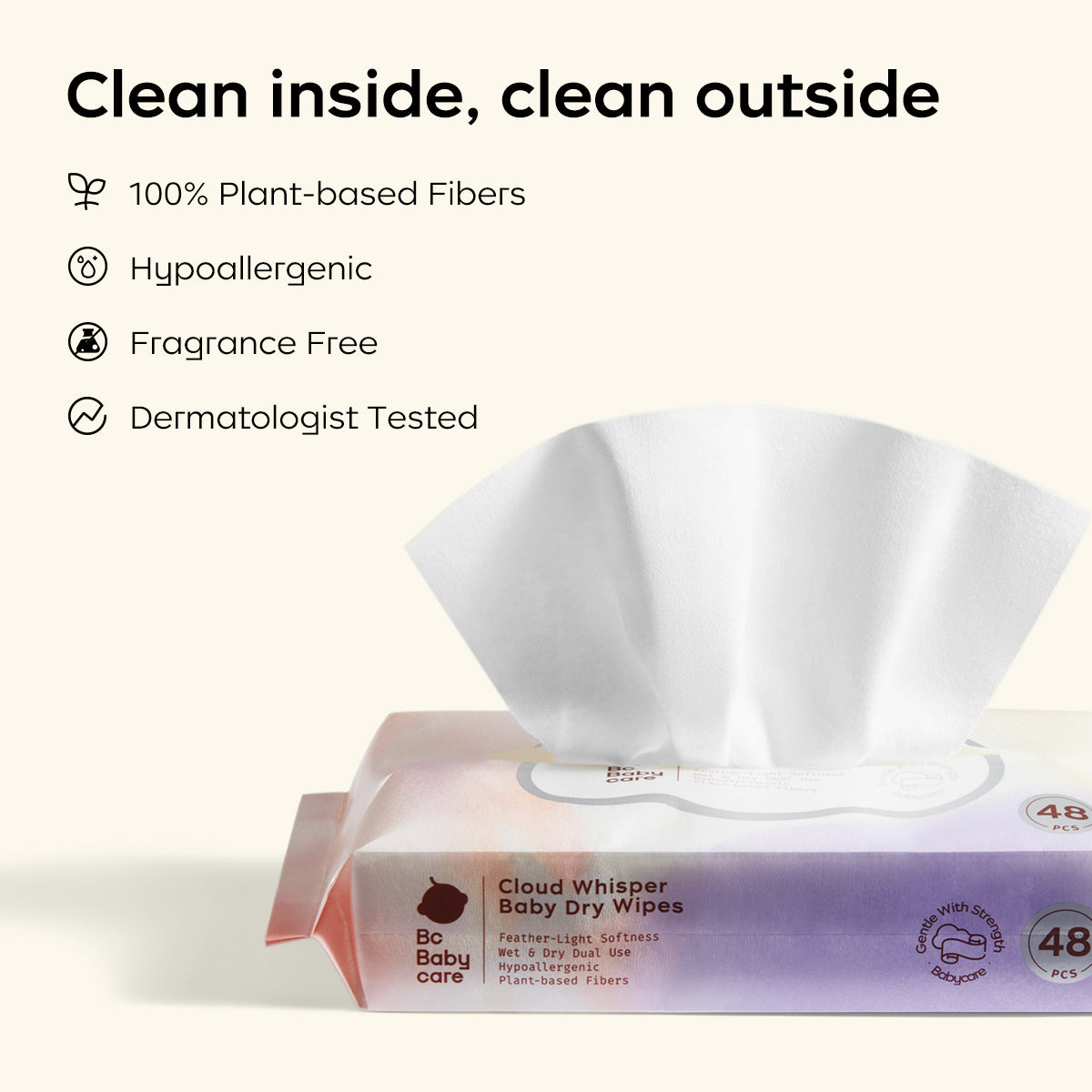 Bc Babycare Lingettes Visage Jetables, 192 Unités (48 Feuilles × 4 Paquets), Lingettes Sèches 200 × 200 mm pour Bébés et Adultes à Peau Sensible, Lingettes Visage Ultra-Douces à Double Usage Humide et Sec
