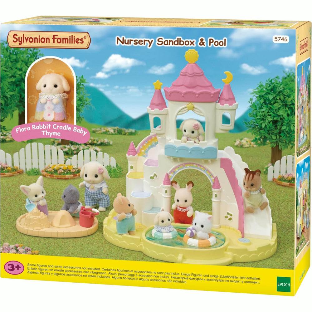 Sylvanian Families Coffret de Jeu Crèche, Bac à Sable et Piscine