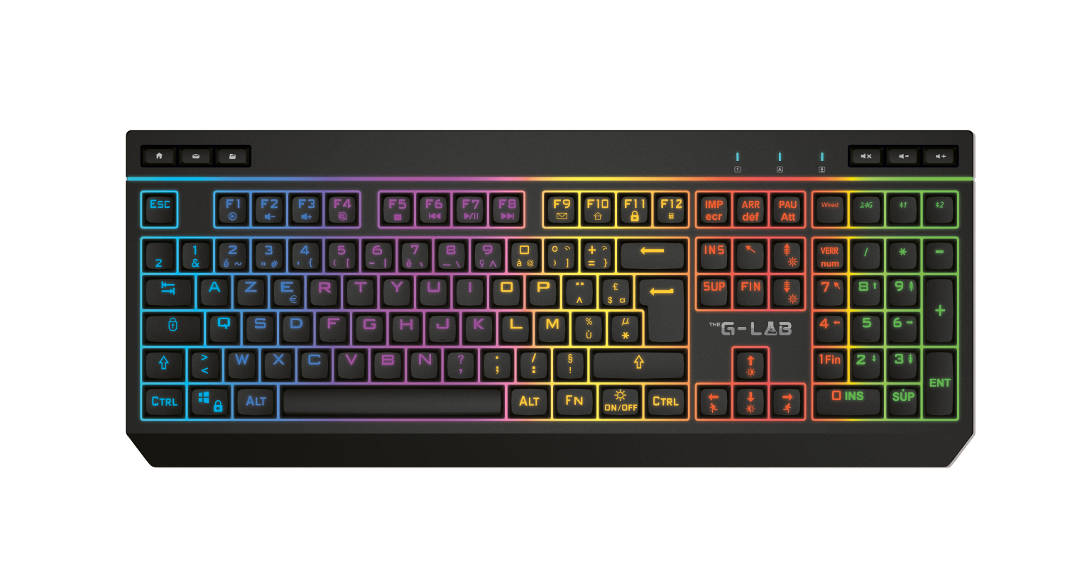 THE G-LAB Keyz Tungsten EX Clavier Gaming sans Fil - AZERTY - Noir