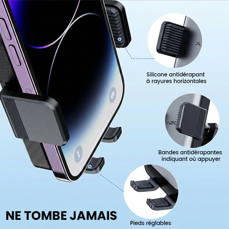 Support de téléphone de voiture à clip pour grille d'aération A2C, double verrouillage, anti-tremblement stable, opération à une main, serrage automatique, conception antidérapante