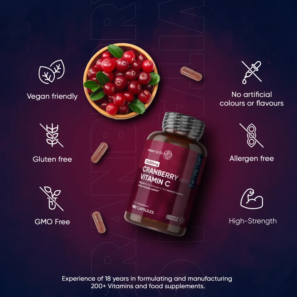WeightWorld Cranberry avec vitamine C 25 000 mg 180 gélules