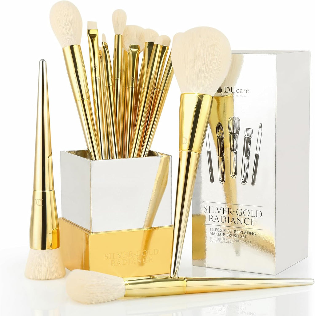 DUcare Coffret de 15 pinceaux de maquillage - Gold & Silver Glow