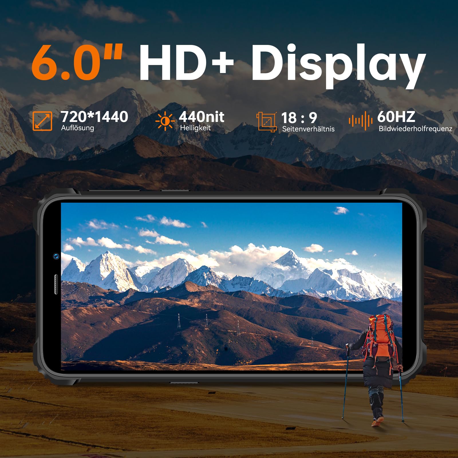 OUKITEL WP32 Android 15 6300 mAh Téléphone Portable Extérieur 12 Go + 128 Go (1 To Extensible) Smartphone Robuste Noir Double SIM, NFC