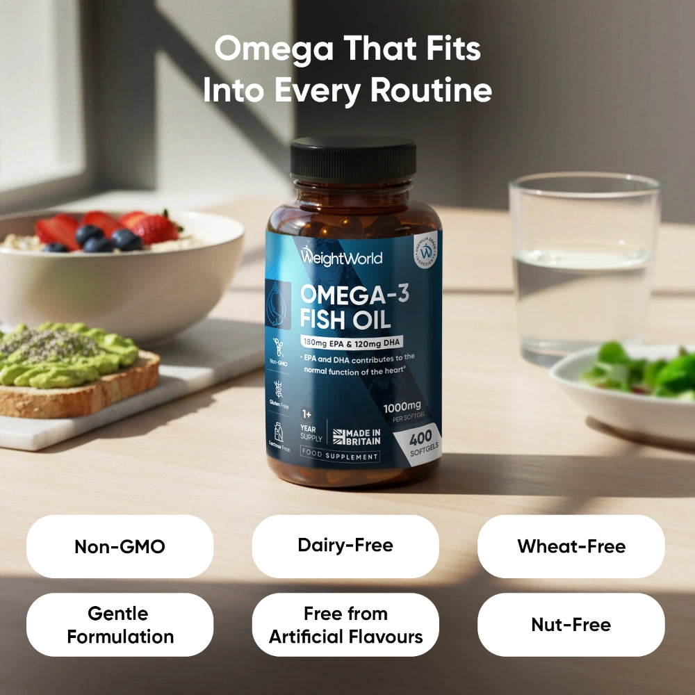 WEIGHTWORLD Huile de Poisson Oméga-3 1000mg, 400 Capsules Molles