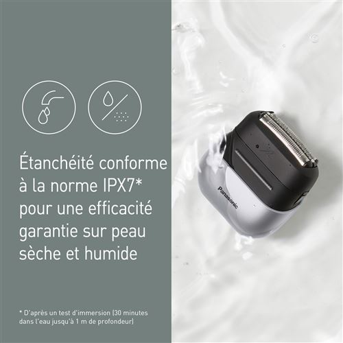 Panasonic ES-CM3BKS503 Rasoir électrique, 3 lames, étanche, utilisation sur peau sèche ou humide, Gris/Noir
