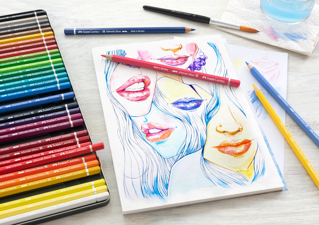 Faber-Castell Boîte en métal de 36 crayons de couleur aquarellables