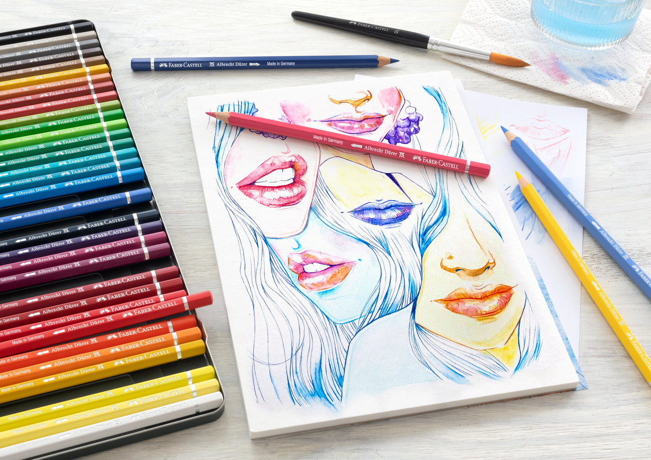 Faber-Castell Boîte en métal de 36 crayons de couleur aquarellables