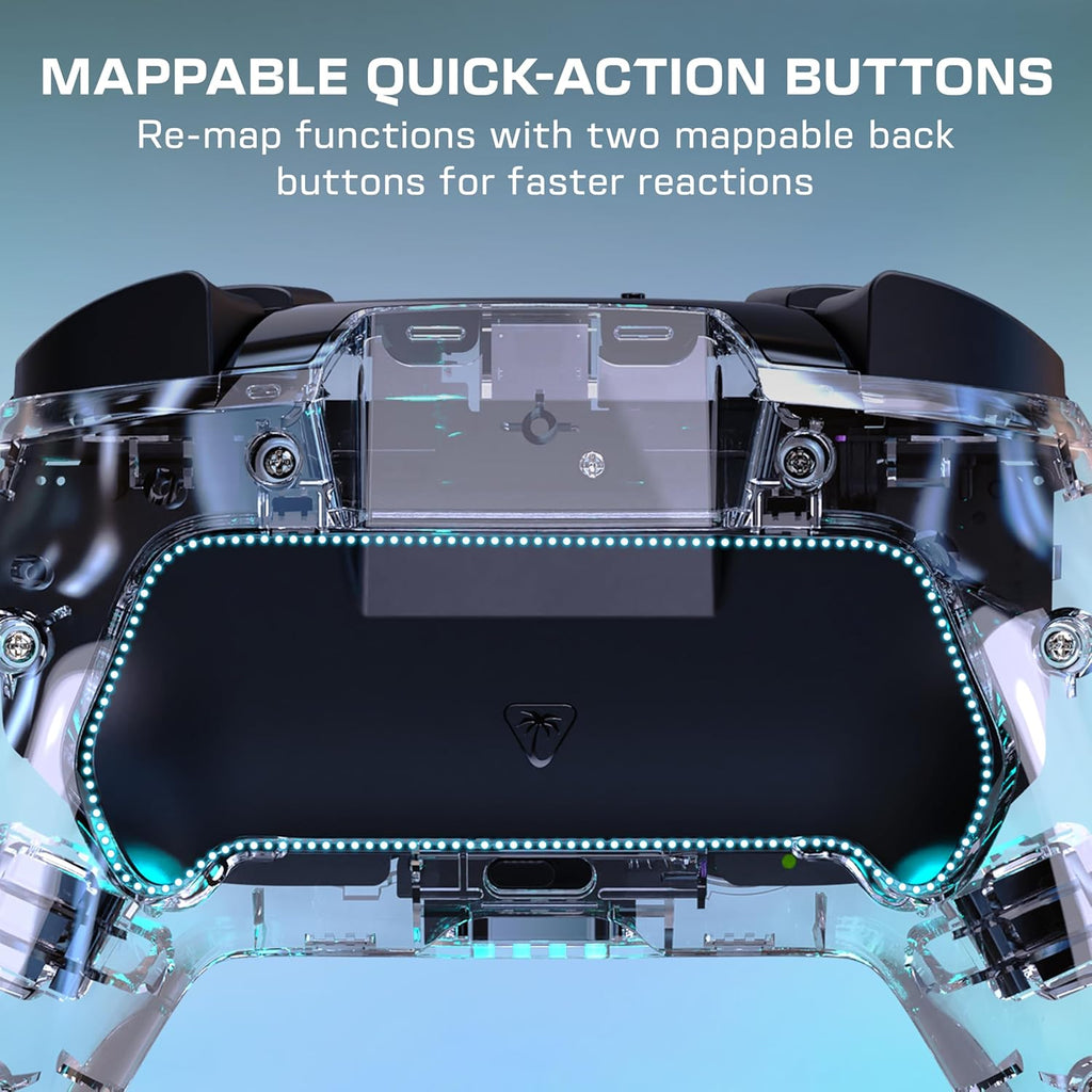 Turtle Beach Afterglow Wave Manette Sans Fil (Bluetooth) RGB - TMR Sticks, Batterie 40 h, 4 Modes RGB, 2 Boutons Programmables - Nintendo Switch 2, Switch, Switch Lite & Switch OLED - Transparent