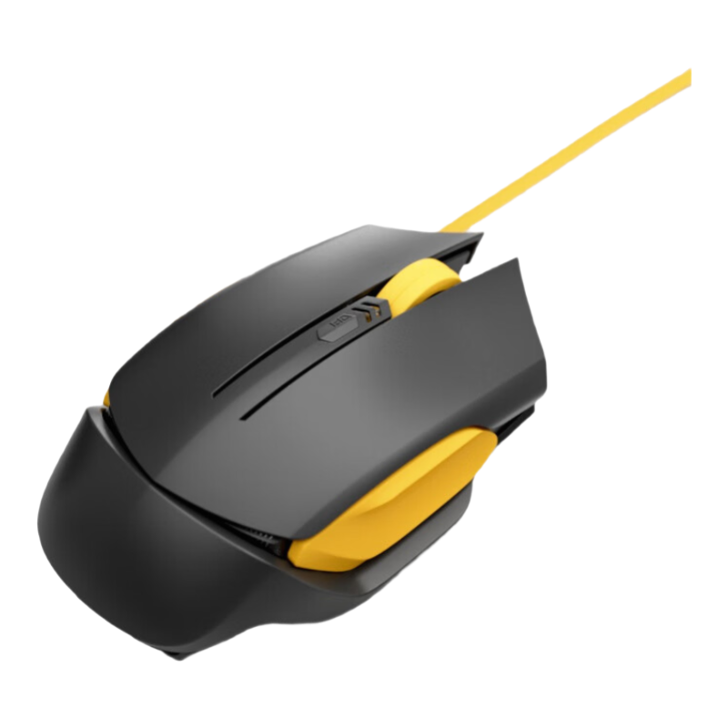 Ochama Souris filaire - Souris ergonomique, Capteur optique, Taux d’interrogation 1000 Hz, Matériau résistant à la transpiration, DPI 4 niveaux, Câble anti-enchevêtrement, Noir et jaune