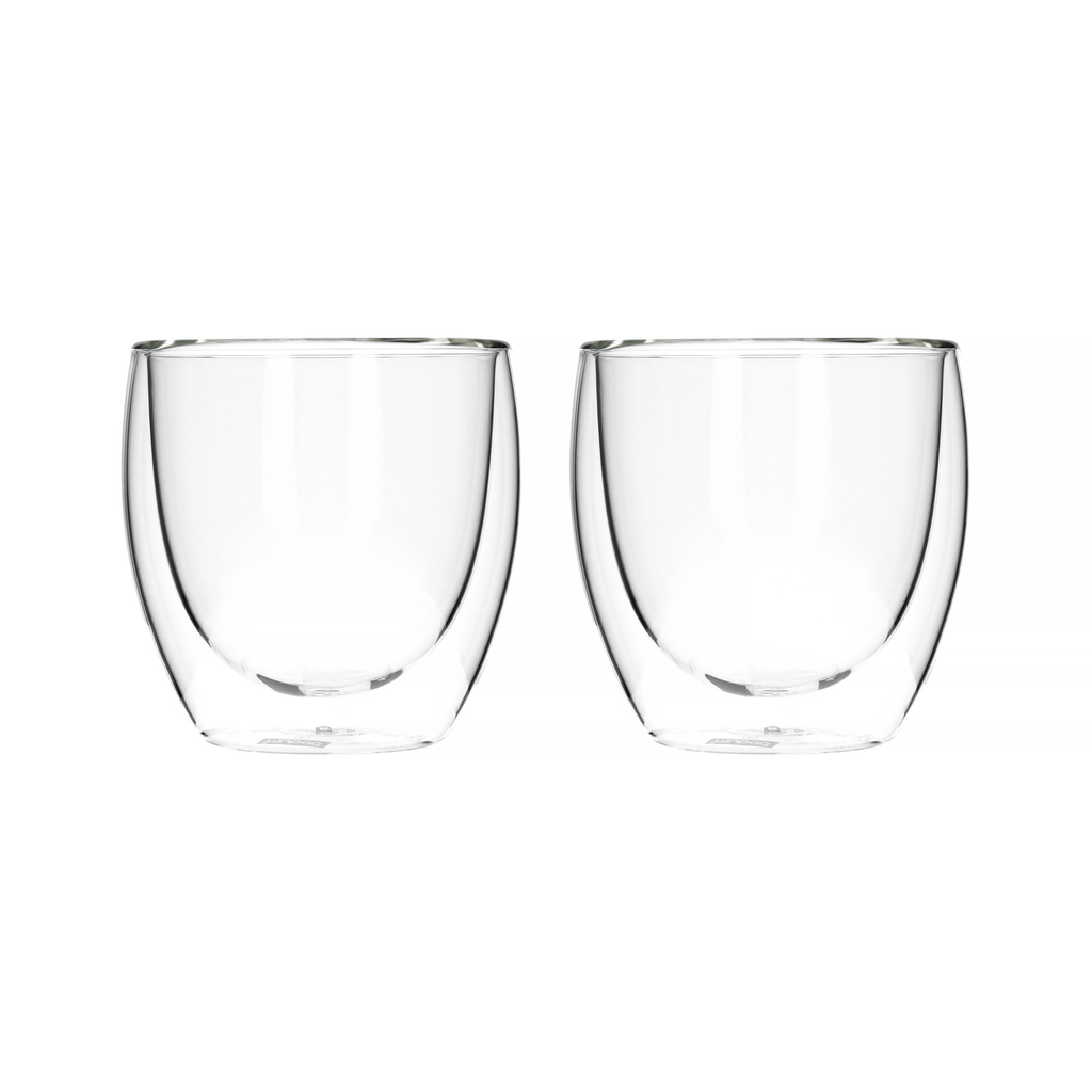 Lot de 2 Grandes Tasses en Verre Double Paroi 250ml, Résistantes à la Chaleur en Verre Borosilicate, Compatibles Micro-ondes, Idéales pour Café, Thé, Lait, Jus, Glace et Desserts, Parfaites pour Boissons Chaudes et Froides