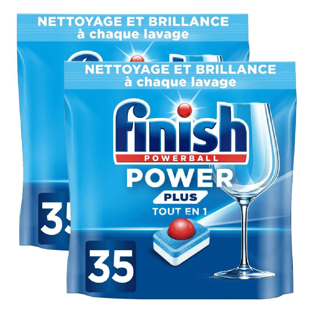 FINISH Power Plus Powerball Tablettes Lave-vaisselle Tout-en-1 Nettoyage en Profondeur Parfumées 2 x 35 Tablettes (= 70 Tablettes)