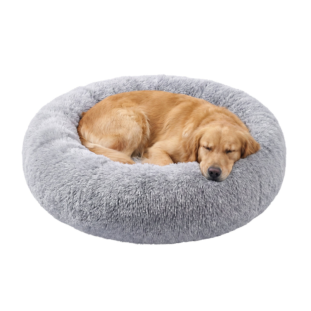 JOYFURNOS Tapis moelleux pour cage de chien avec housse amovible et lavable, gris, 120 x 20 cm, peluche longue, garnissage en coton PP