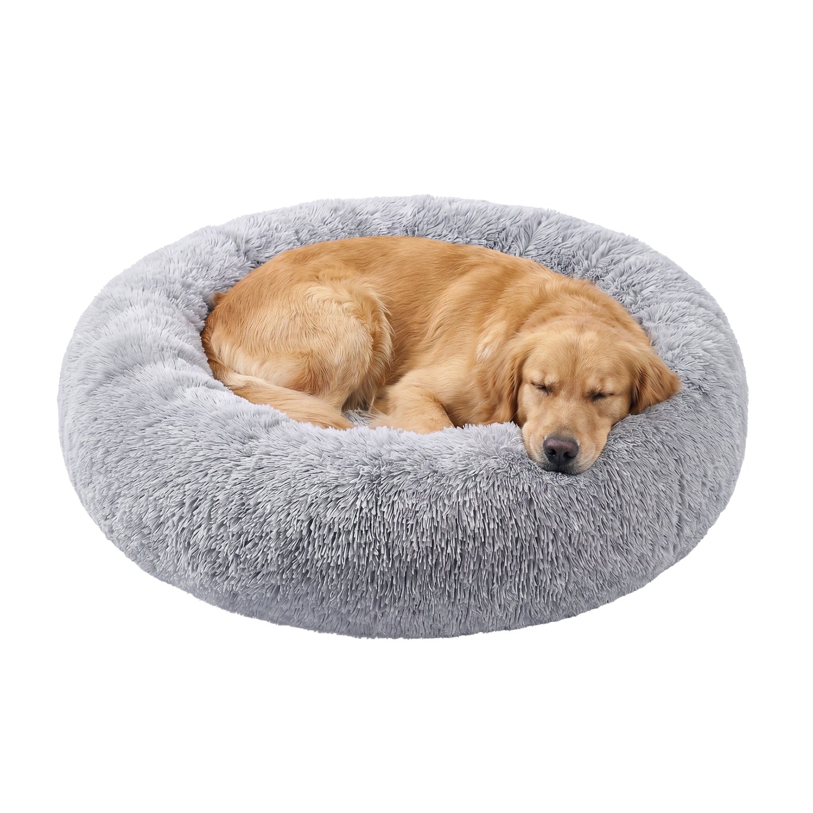 JOYFURNOS Tapis moelleux pour cage de chien avec housse amovible et lavable, gris, 120 x 20 cm, peluche longue, garnissage en coton PP