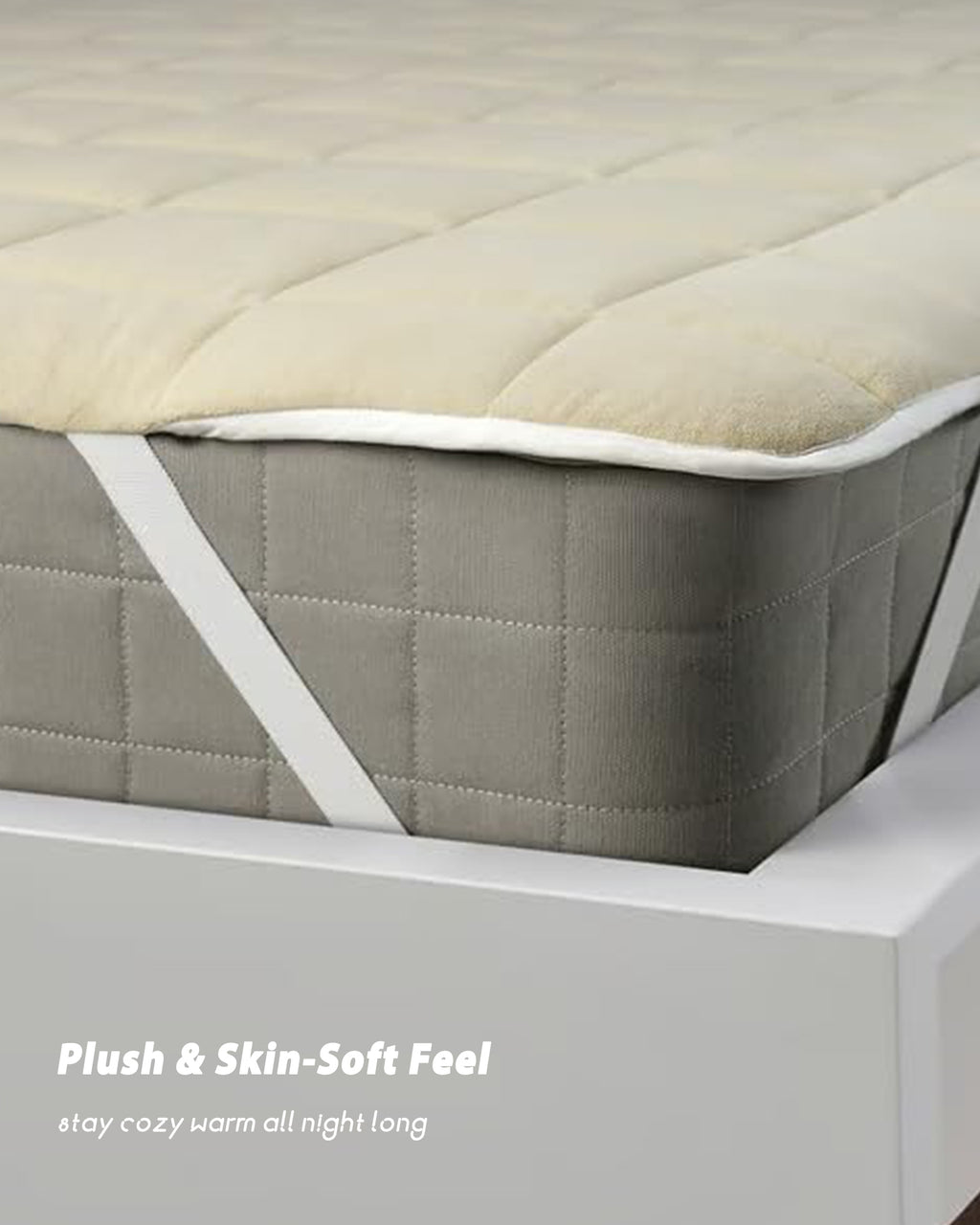 MENDALE Protège-matelas matelassé réversible – Housse réversible à double face pour un effet rafraîchissant – Bleu clair et beige – Remplie