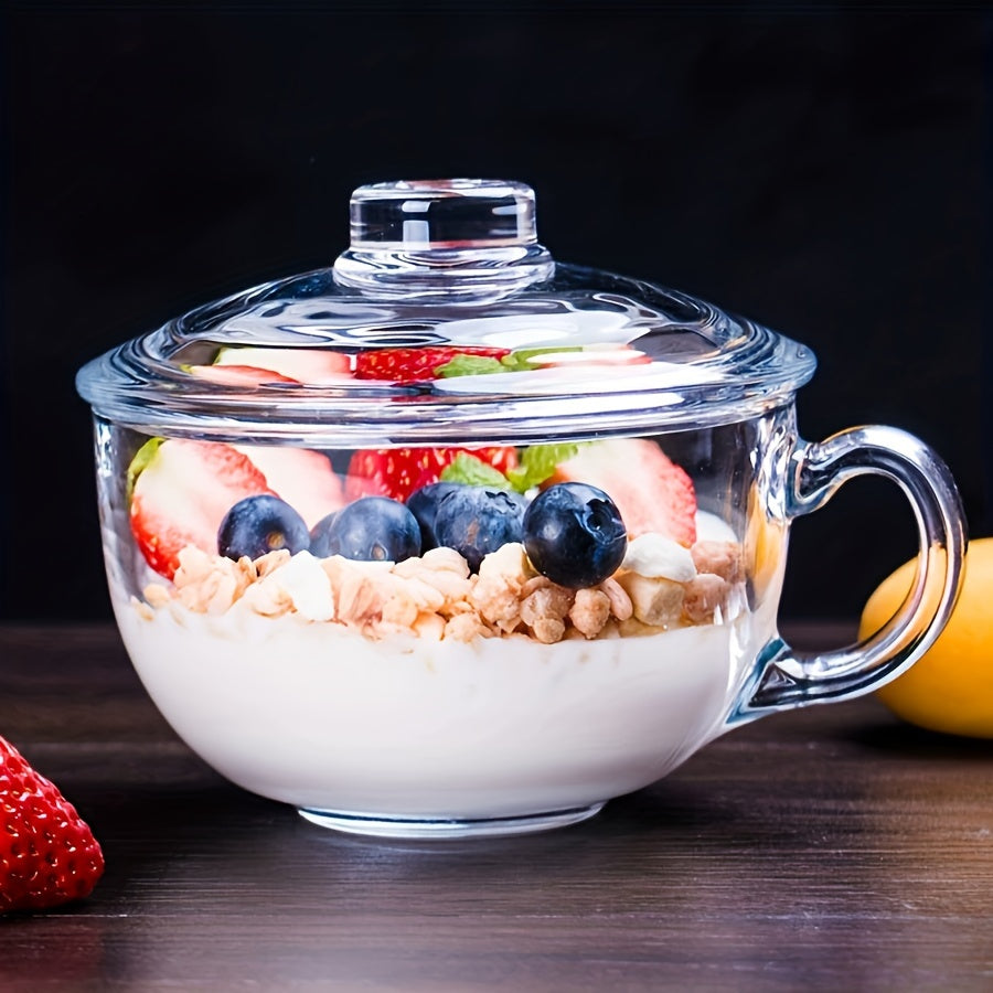 YumiPLUS Tasse en verre avec couvercle et anse, 1 ensemble