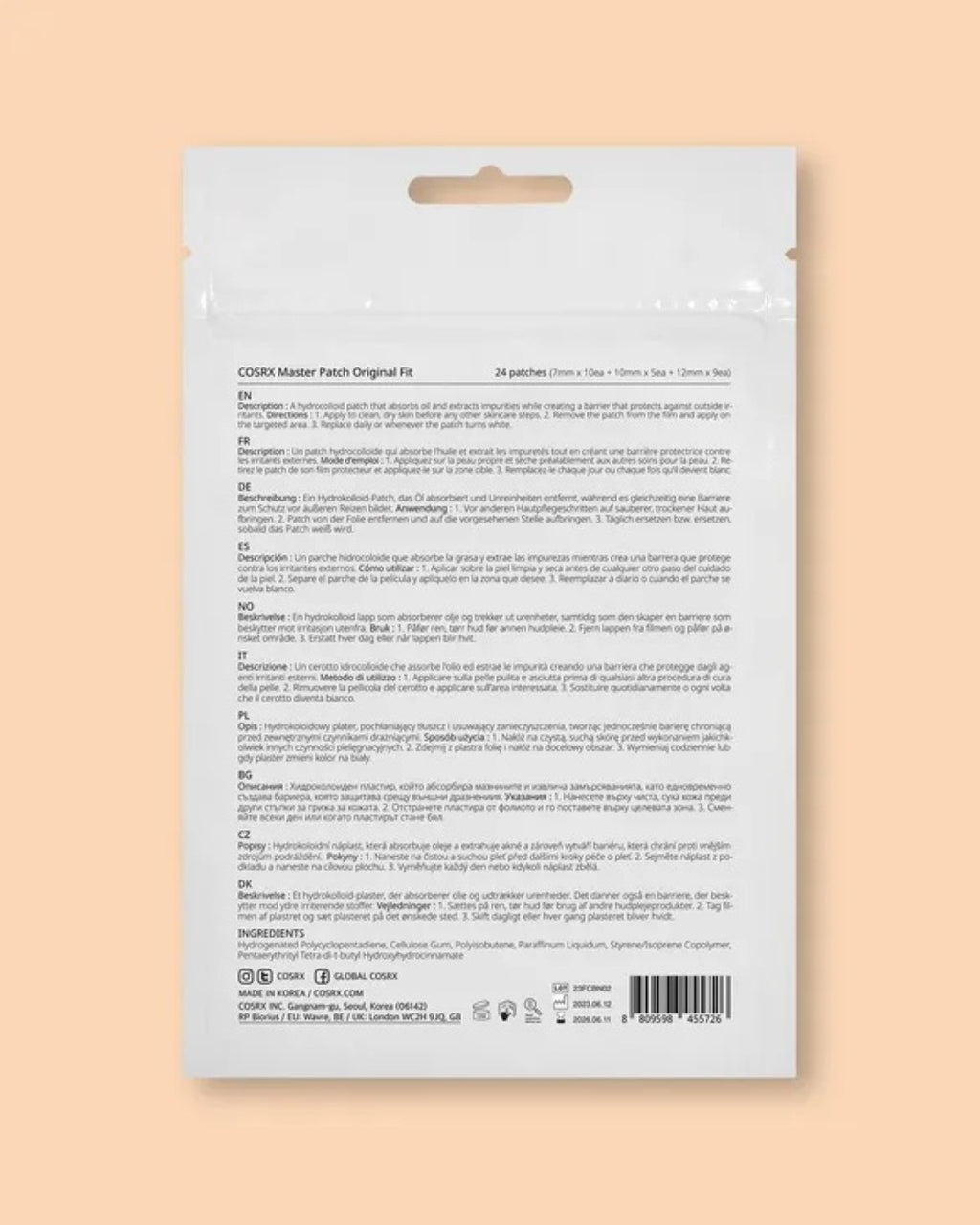 COSRX Acne Pimple Master Patch Original Fit Patchs Hydrocolloïdes 24 Patchs
