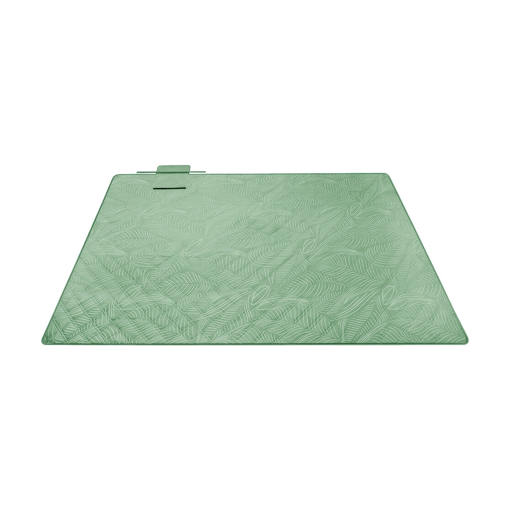 JOYFURNOS Couverture de Pique-nique, 200 x 200 cm, 4 Piquets de Sol, Hydrofuge, Lavable, Pliable, Motif Feuilles et Vert