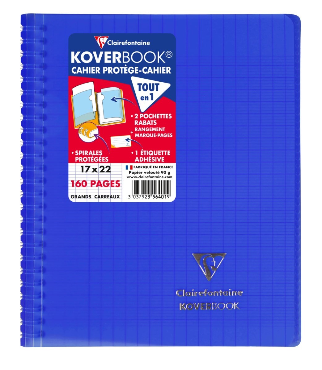 Koverbook Carnet à Spirale 17x22 cm Réglure Large 160 Pages Couverture Transparente