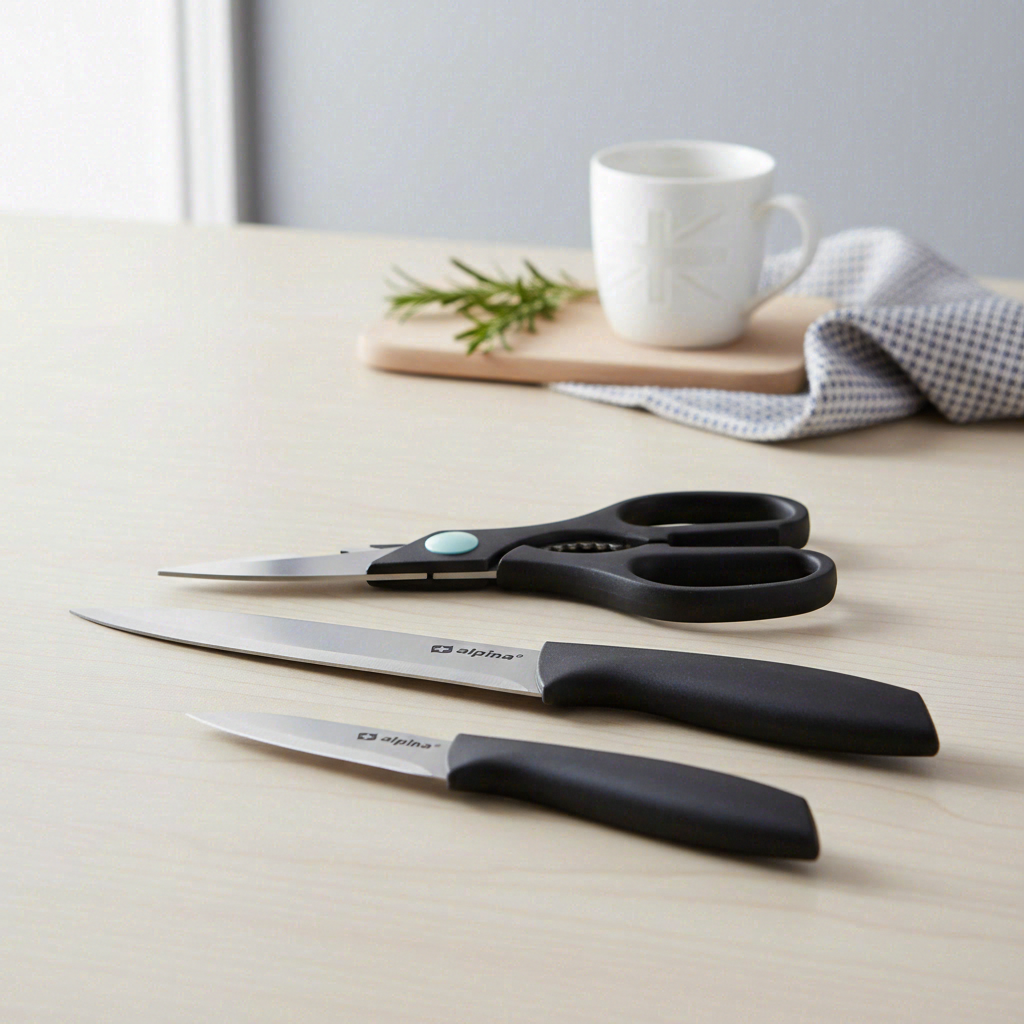 Alpina Ensemble de couteaux de cuisine et de paire de ciseaux - 3 pièces